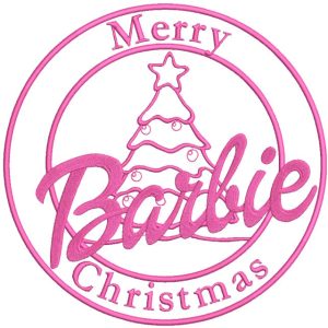 Merry Christmas Barbie embroidery design