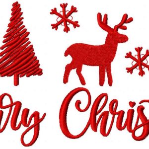 Merry Christmas classic symbols embroidery design