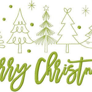 Merry Christmas trees panel embroidery design