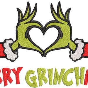 Merry grinhchmas heart embroidery design