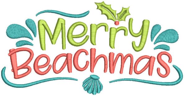 Merry beachmas embroidery design