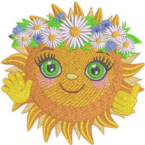 Merry sun greets you embroidery design
