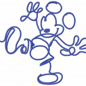 Mickey Mouse with lines embroidery design