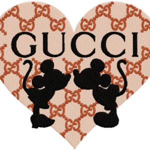 Mickey Gucci heart embroidery design
