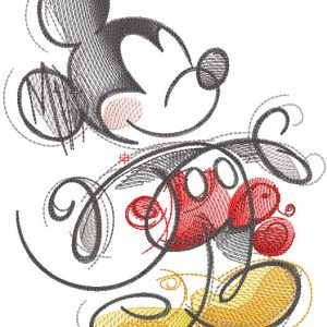 Mickey color drawings embroidery design