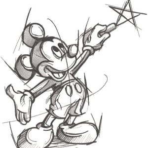 Mickey draws a star embroidery design