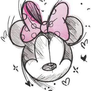 Mickey mouse romantic sketch embroidery design