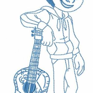 Miguel with guitar embroidery design