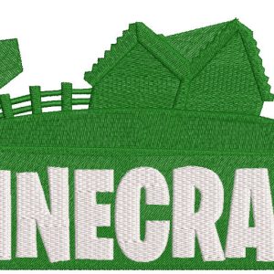 Minecraft gaming village embroidery design
