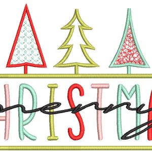 Minimalist Vintage Merry Christmas embroidery design