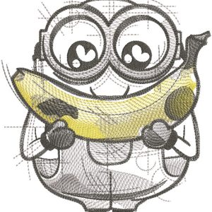 Minion banana sketch embroidery design