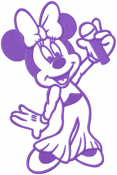 Minnie Elvis one colored embroidery design
