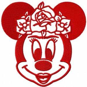 Minnie frida red color embroidery design