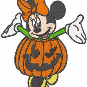 Minnie Halloween pumpkin embroidery design