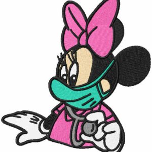 Minnie mouse nurse with stethoscope embroidery design