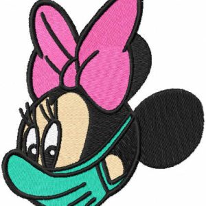 Minnie mouse with nurse mask embroidery design