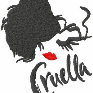 Modern cruella embroidery design