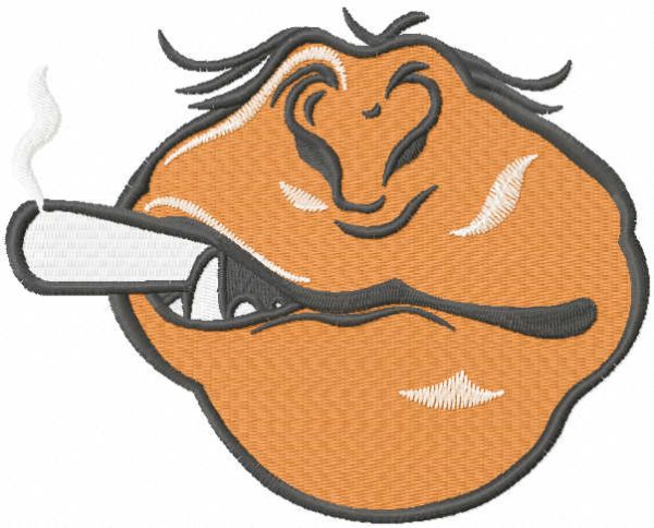 Monkey smoking face mask embroidery design