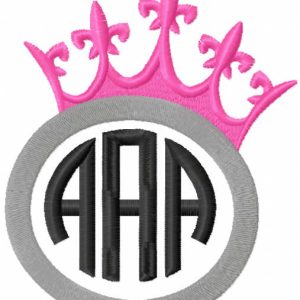 Monogram princess embroidery design