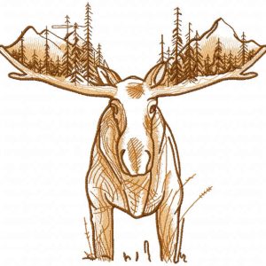 Moose world embroidery design