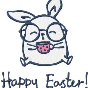 Morning bunny happy easter embroidery design