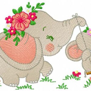 Mother Elephant baby elephant embroidery design
