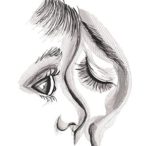 Mother and baby greyscale art embroidery design