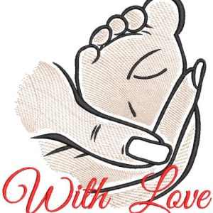 Mother baby with love embroidery design