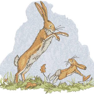 Mother and baby playing together embroidery design