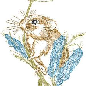 Mouse in a summer meadow embroidery design