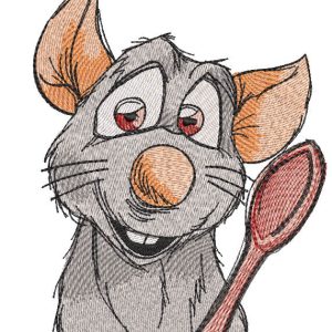 Mouse ratatouill spoon embroidery design