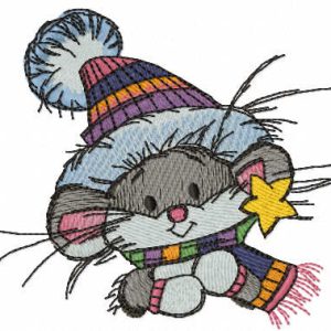 Mouse ready for winter walk embroidery design