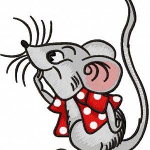 Mouse with polka dot jacket embroidery design
