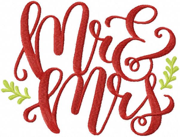 Mr and mrs embroidery design