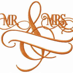 Mr and Mrs monogram embroidery design