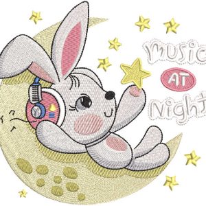 Music at night embroidery design