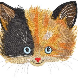 Muzzle multicolored cat embroidery design