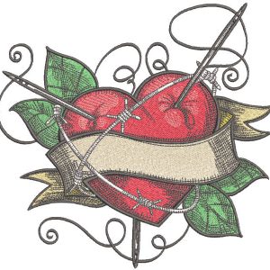 Needlework heart embroidery design