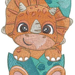 Newborn triceratops embroidery design
