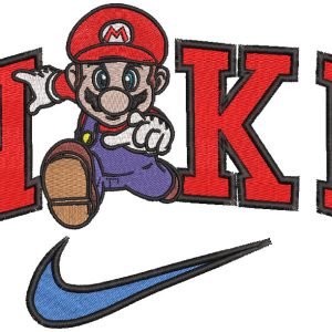 Nike running Mario logo embroidery design