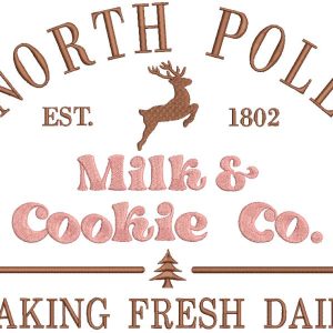 North Pole Milk and cookies co embroidery design