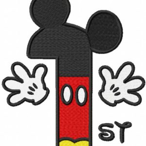 Number First Mickey embroidery design