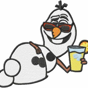 Olaf on the beach embroidery design