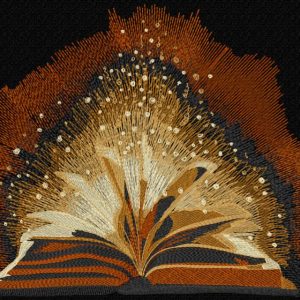 Open magic book embroidery design