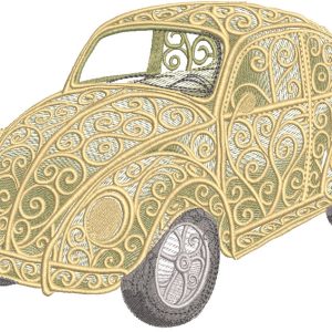 Openwork Volkswagen Beetle car embroidery design
