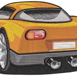 Orange sport car embroidery design