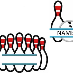 Outline Split Bowling set embroidery design