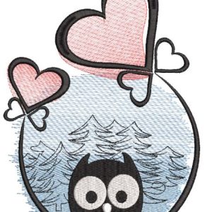 Owl in night forest embroidery design