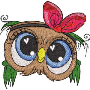 Owl love in her eyes embroidery design