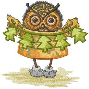 Owl with paper garland embroidery design